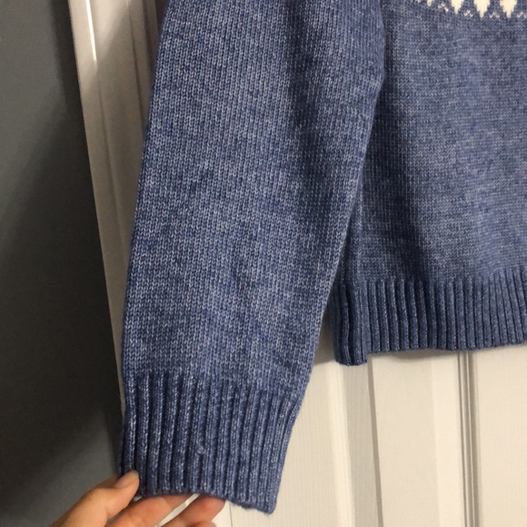 Tommy Hilfiger Classic Woven Knit Fair Isle Sweater in Blue and Metallic Gold - Picture 6 of 12